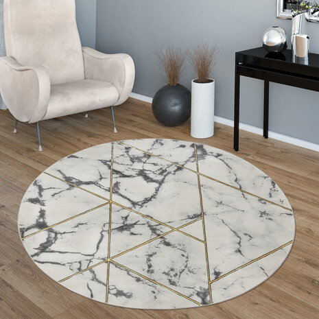 Laagpolig Vloerkleed Kraline - Marmer Design - Goud