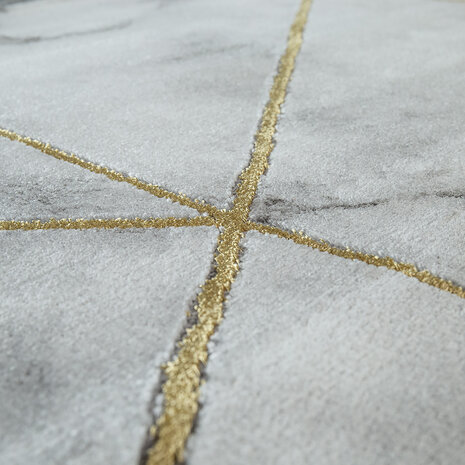 Laagpolig Vloerkleed Kraline - Marmer Design - Goud
