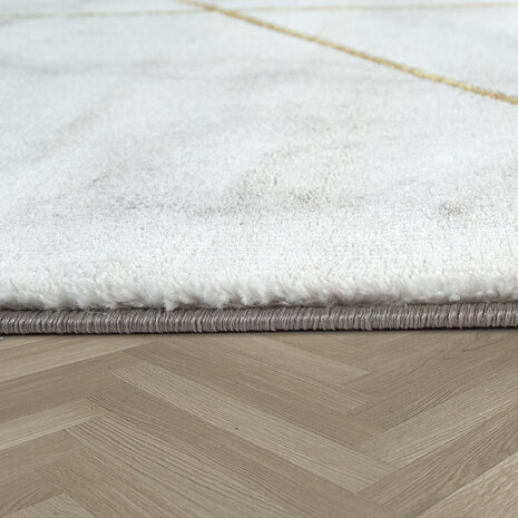 Laagpolig Vloerkleed Kraline - Marmer Design - Goud
