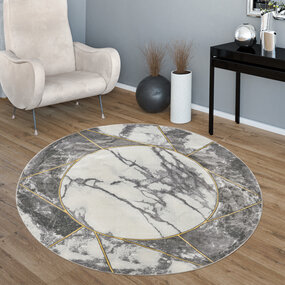 Laagpolig Vloerkleed Kraline - Marmer Design - Goud