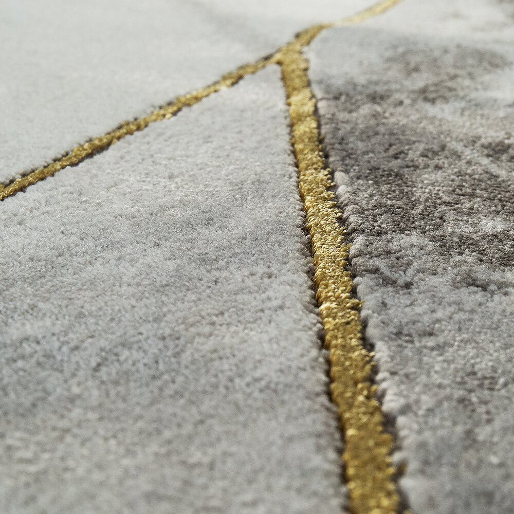 Laagpolig Vloerkleed Kraline - Marmer Design - Goud