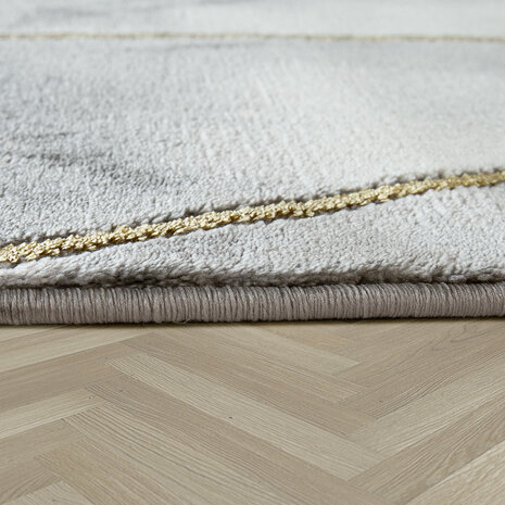 Laagpolig Vloerkleed Kraline - Marmer Design - Goud
