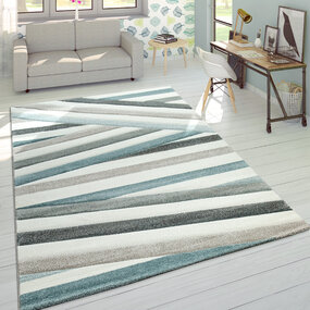 Laagpolig Vloerkleed Lareva - Gestreept Design - Creme / Multi