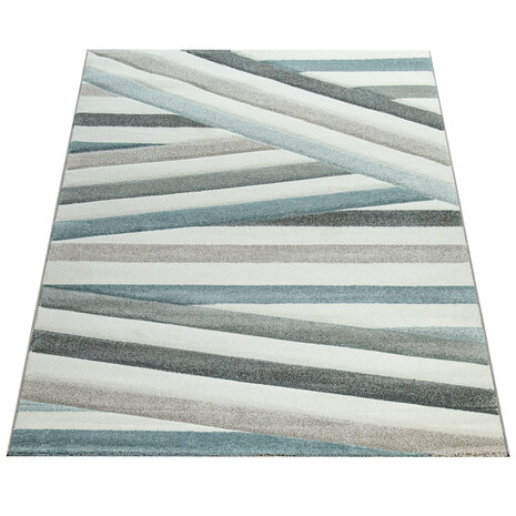 Laagpolig Vloerkleed Lareva - Gestreept Design - Creme / Multi