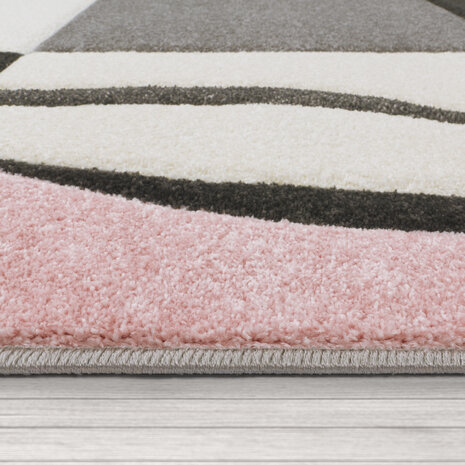 Laagpolig Vloerkleed Lareva - Geblokt Design - Roze