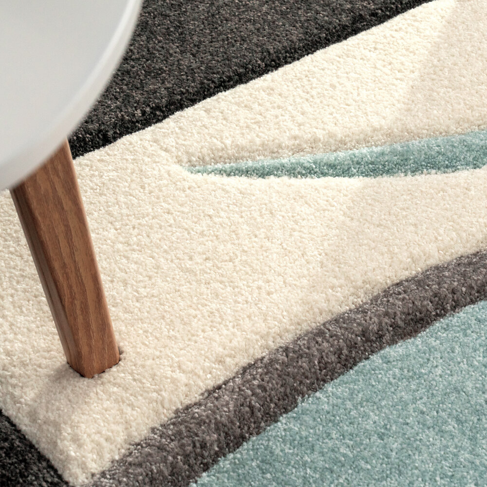 Laagpolig Vloerkleed Lareva - Geblokt Design - Turquoise Laagpolig Vloerkleed Lareva - Geblokt Design - Turquoise