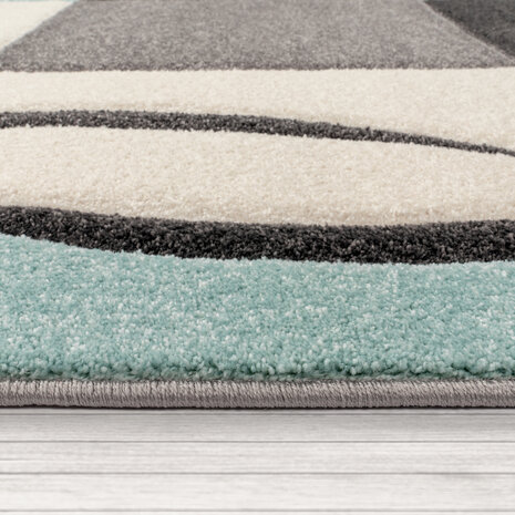 Laagpolig Vloerkleed Lareva - Geblokt Design - Turquoise
