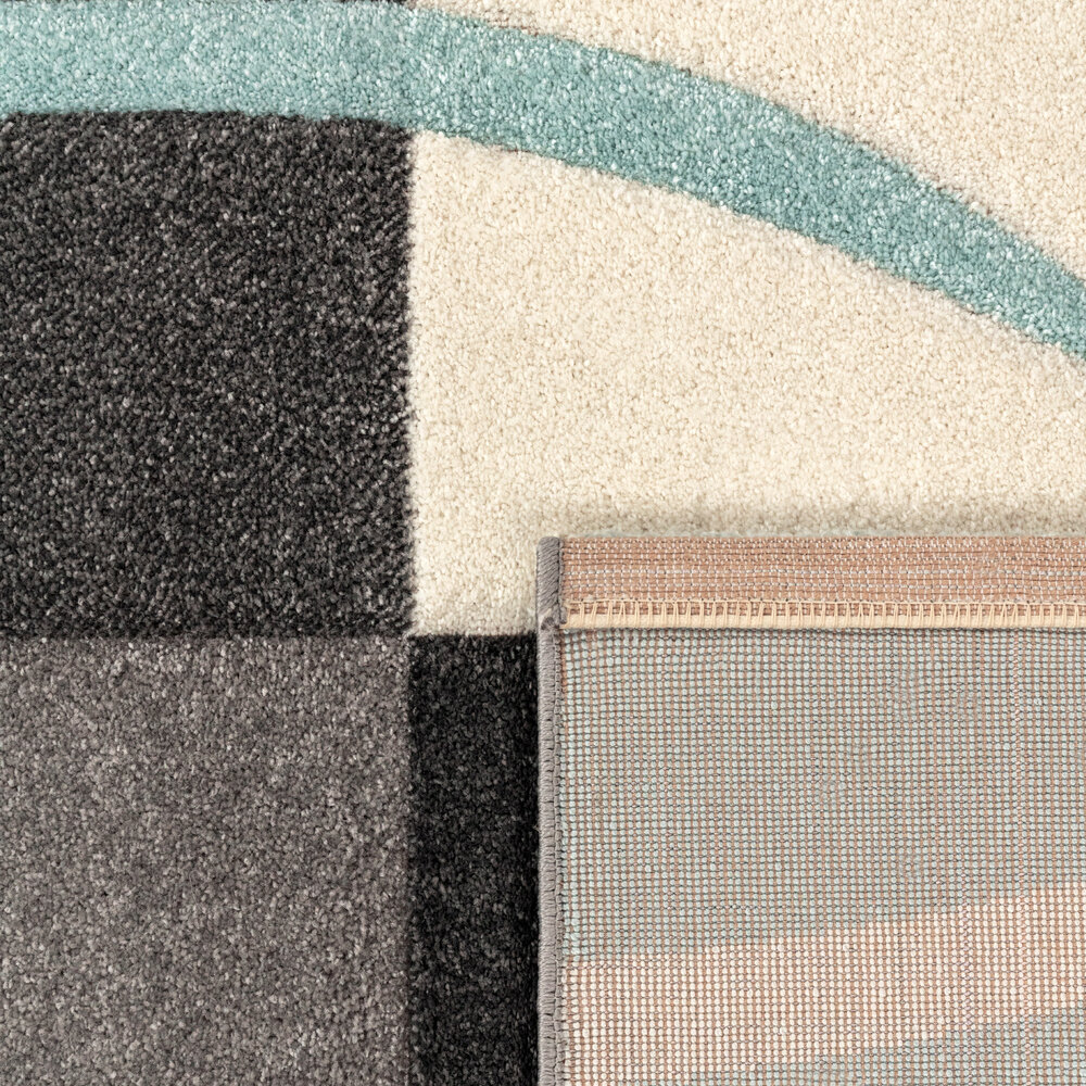 Laagpolig Vloerkleed Lareva - Geblokt Design - Turquoise Laagpolig Vloerkleed Lareva - Geblokt Design - Turquoise