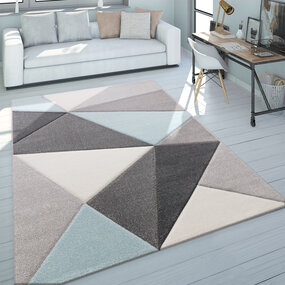 Laagpolig Vloerkleed Lareva - Geometrisch Design - Turquoise