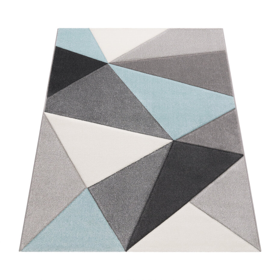 Laagpolig Vloerkleed Lareva - Geometrisch Design - Turquoise Laagpolig Vloerkleed Lareva - Geometrisch Design - Turquoise
