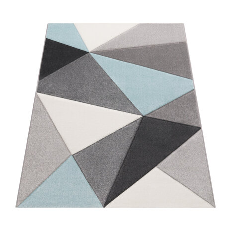 Laagpolig Vloerkleed Lareva - Geometrisch Design - Turquoise