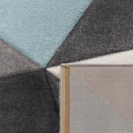 Laagpolig Vloerkleed Lareva - Geometrisch Design - Turquoise