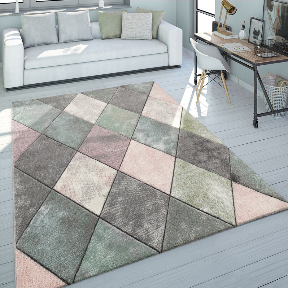 Laagpolig Vloerkleed Lareva - Geruit Design - Multi