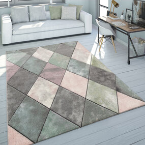 Laagpolig Vloerkleed Lareva - Geruit Design - Multi