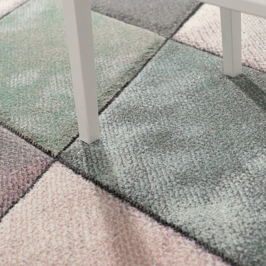 Laagpolig Vloerkleed Lareva - Geruit Design - Multi