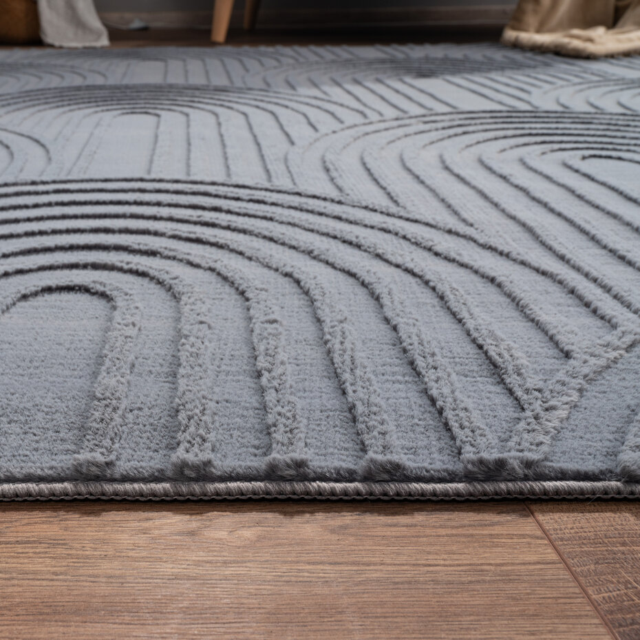 Wasbaar Japandi vloerkleed - Lely Antraciet Wasbaar Japandi vloerkleed - Lely Antraciet