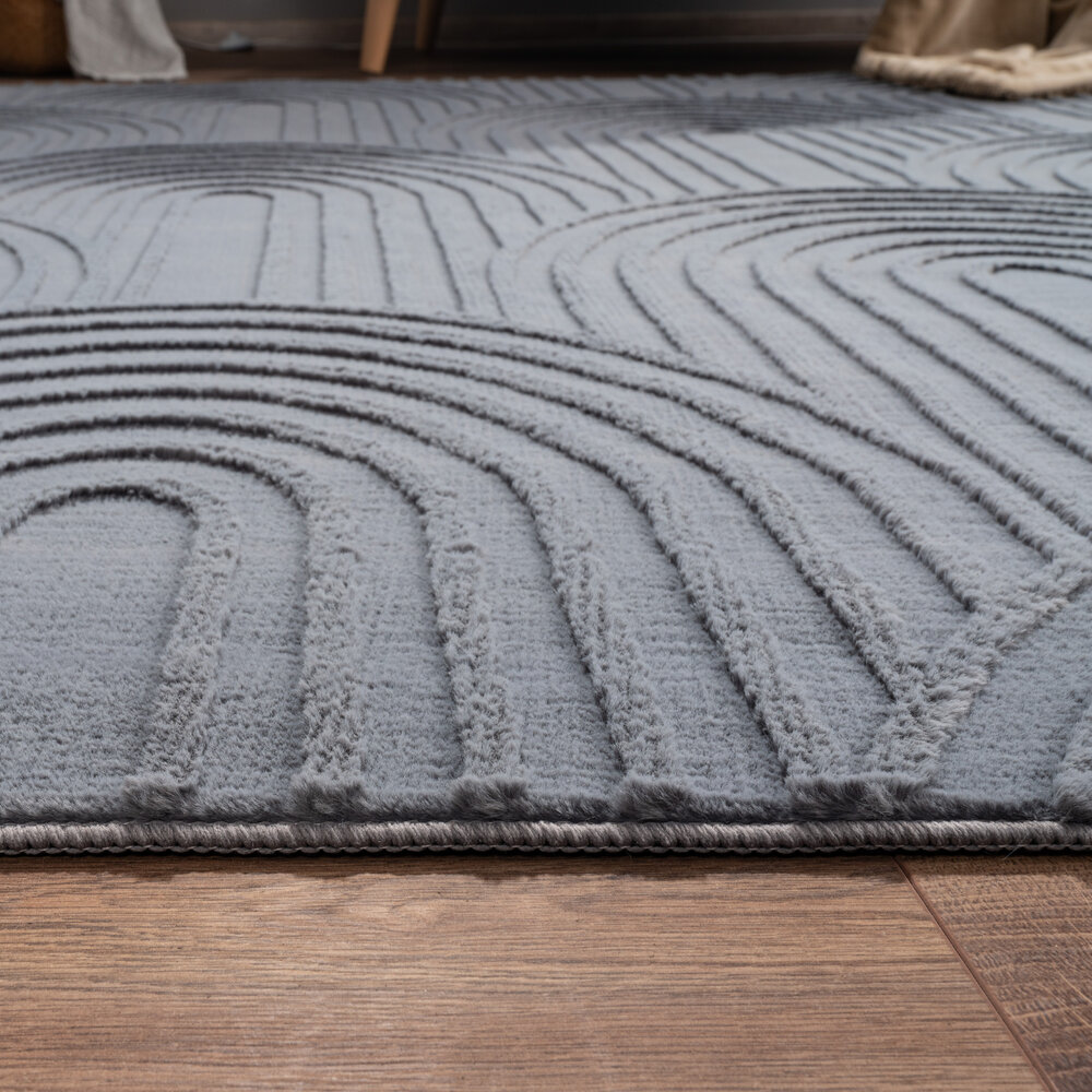 Wasbaar Japandi vloerkleed - Lely Antraciet Wasbaar Japandi vloerkleed - Lely Antraciet