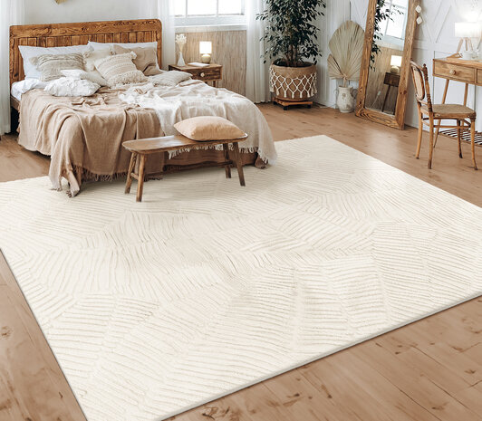 Modern vloerkleed - Lely Lines Crème