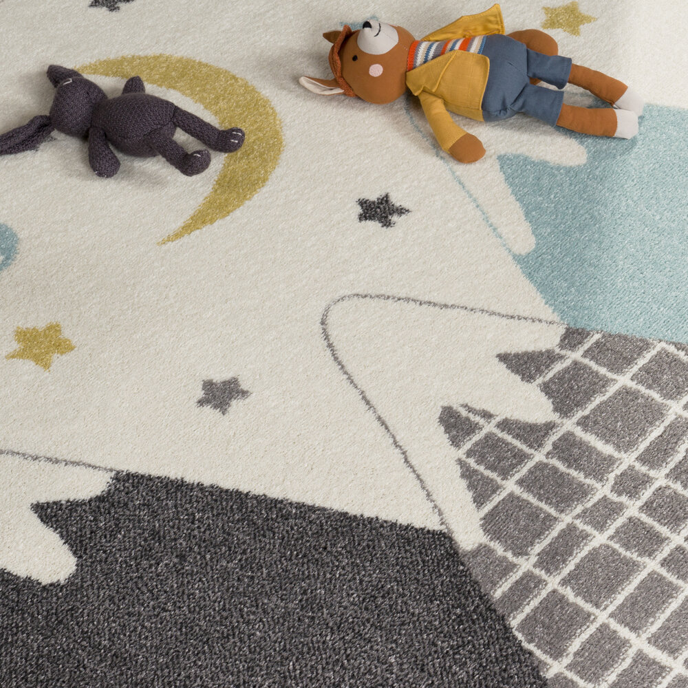 Kinderkamer Vloerkleed - Ninaro - Bergen - Blauw