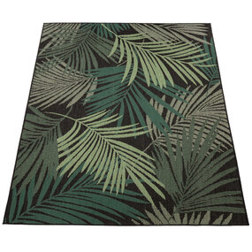 Binnen en Buitenkleed Ostivia - Gebloemd - Zwart