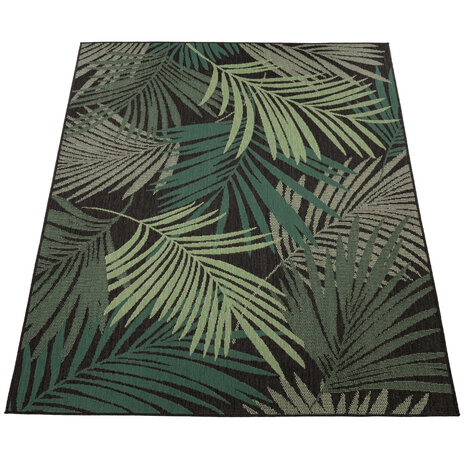 Binnen en Buitenkleed Ostivia - Gebloemd - Zwart