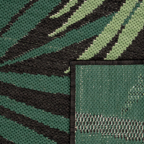 Binnen en Buitenkleed Ostivia - Gebloemd - Zwart