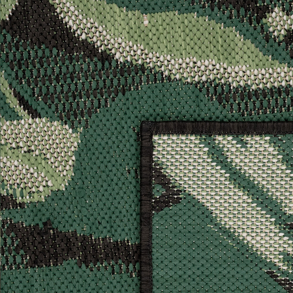 Binnen en Buitenkleed Ostivia - Gebloemd - Zwart