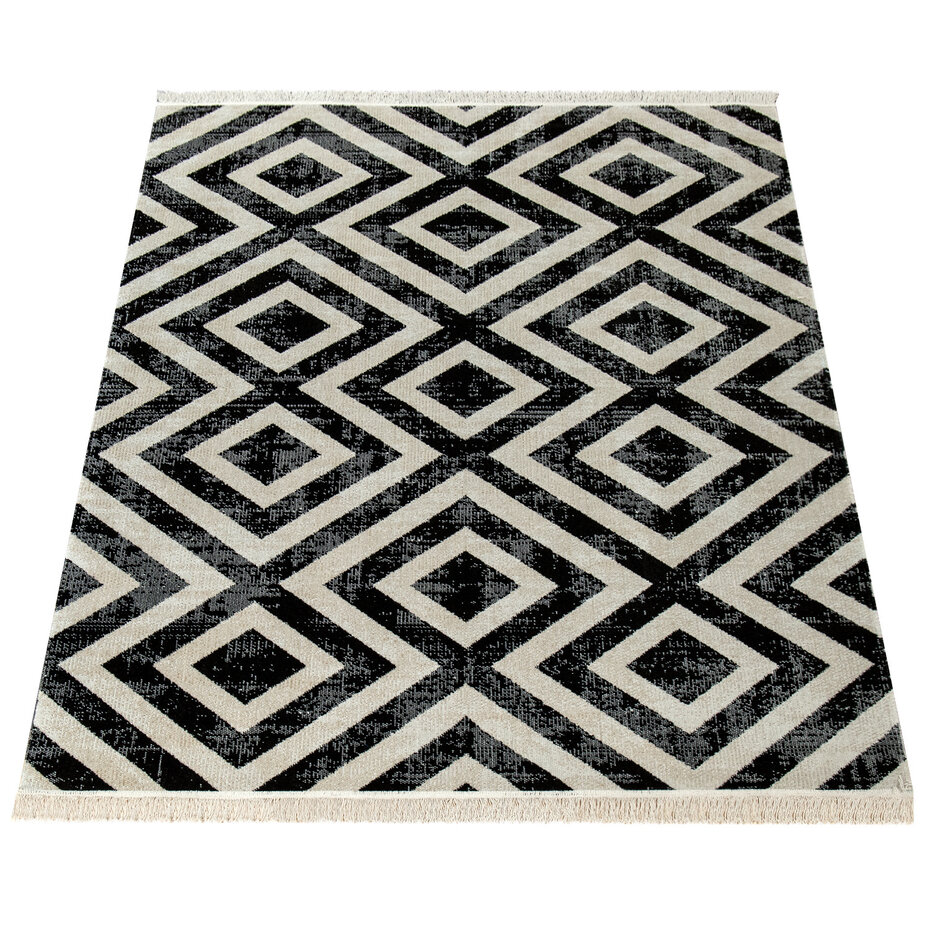 Binnen & Buitenkleed Ponica - Zwart / Wit Binnen & Buitenkleed Ponica - Zwart / Wit