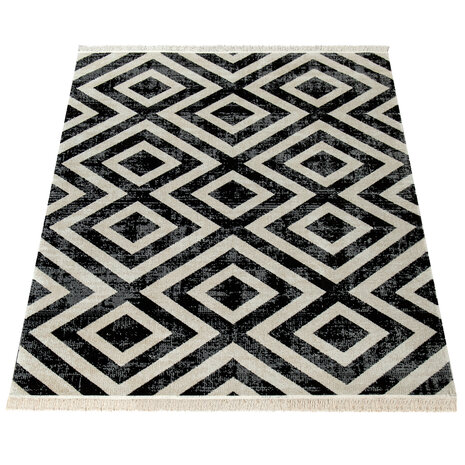 Binnen & Buitenkleed Ponica - Zwart / Wit