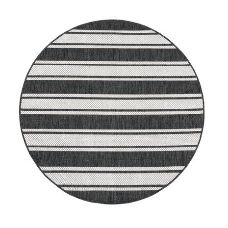 Binnen & Buitenkleed Romile - Gestreept - Antraciet / Wit