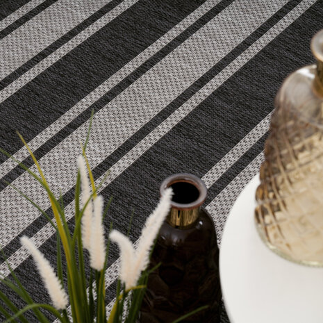 Binnen & Buitenkleed Romile - Gestreept - Grijs