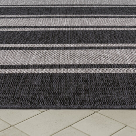 Binnen & Buitenkleed Romile - Gestreept - Grijs