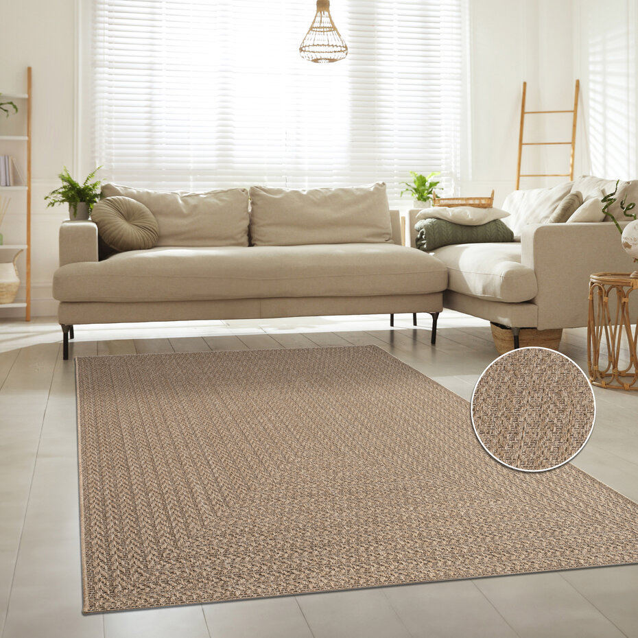Jute binnen- en buitenkleed - Warilia Lijstmotief Beige