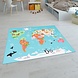 Kindervloerkleed - Binola Wereldkaart Blauw/Kleurrijk Kindervloerkleed - Binola Wereldkaart Blauw/Kleurrijk