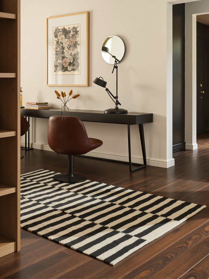 Wollen vloerkleed - Donna Zwart/Wit Wollen vloerkleed - Donna Zwart/Wit