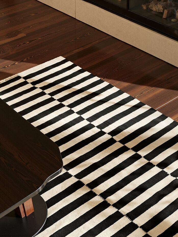 Wollen vloerkleed - Donna Zwart/Wit Wollen vloerkleed - Donna Zwart/Wit