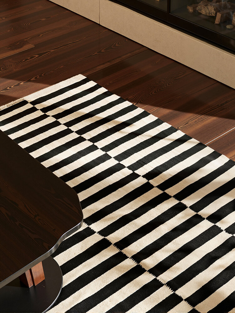 Wollen vloerkleed - Donna Zwart/Wit Wollen vloerkleed - Donna Zwart/Wit