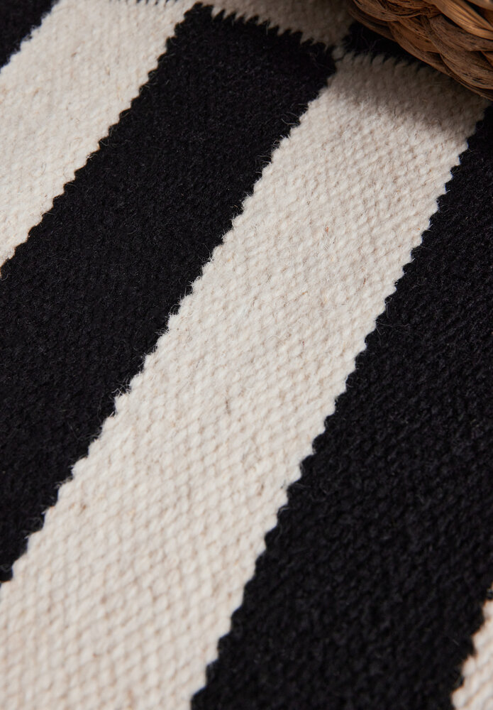 Wollen vloerkleed - Donna Zwart/Wit Wollen vloerkleed - Donna Zwart/Wit