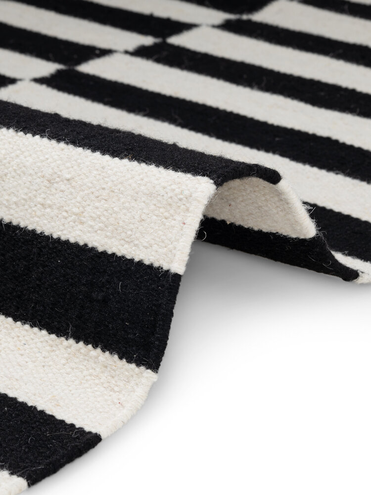 Wollen vloerkleed - Donna Zwart/Wit Wollen vloerkleed - Donna Zwart/Wit