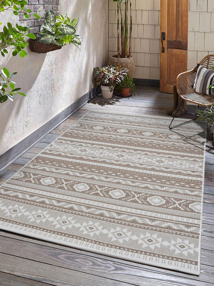 Omkeerbaar Binnen- En Buitenkleed - Terrazo Nomad Aztec Beige/Naturel