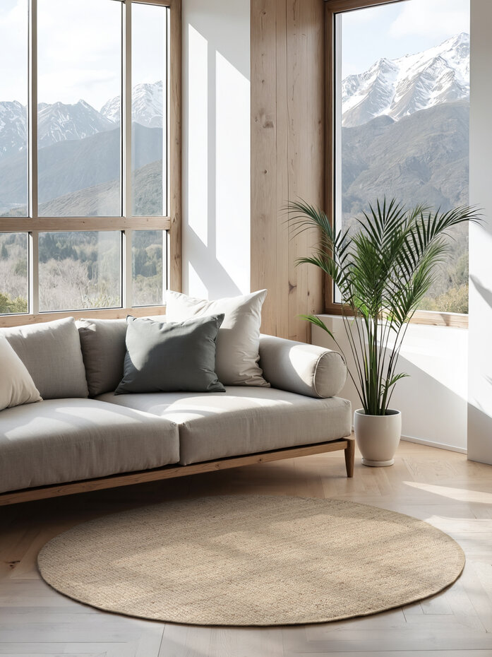 Jute vloerkleed rond - Bouclé Jaipur Crème Jute vloerkleed rond - Bouclé Jaipur Crème