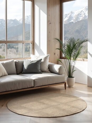 Rond Handgeweven Jute vloerkleed - Bouclé Jaipur Crème