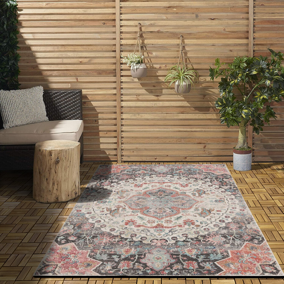 Vintage buitenkleed - Torana Grijs/Roze Vintage buitenkleed - Torana Grijs/Roze