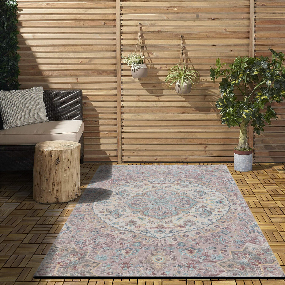 Vintage buitenkleed - Torana Roze/Kleurrijk Vintage buitenkleed - Torana Roze/Kleurrijk