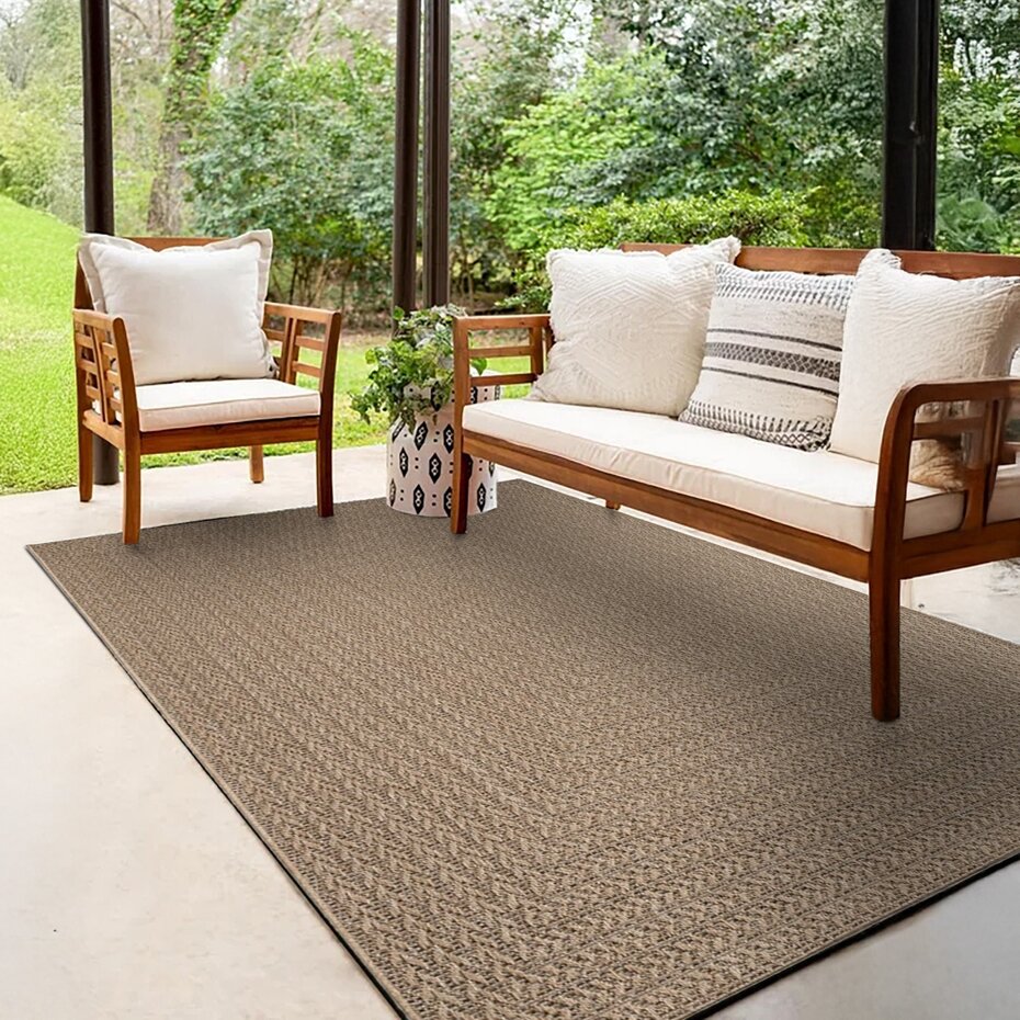 Jute binnen- en buitenkleed - Warilia Lijstmotief Beige