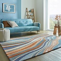 Wollen vloerkleed - Flow Abstract Blauw/Terra
