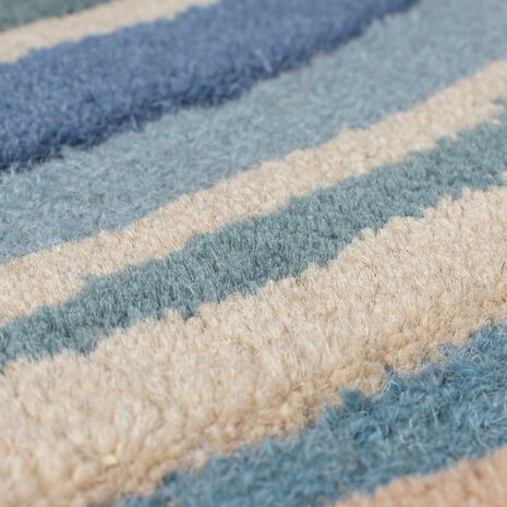 Wollen vloerkleed - Flow Abstract Blauw/Terra