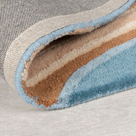 Wollen vloerkleed - Flow Abstract Blauw/Terra