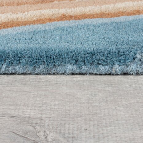 Wollen loper - Flow Abstract Blauw/Terra