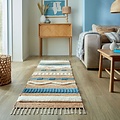Jute loper - Medina Stripe Naturel/Blauw